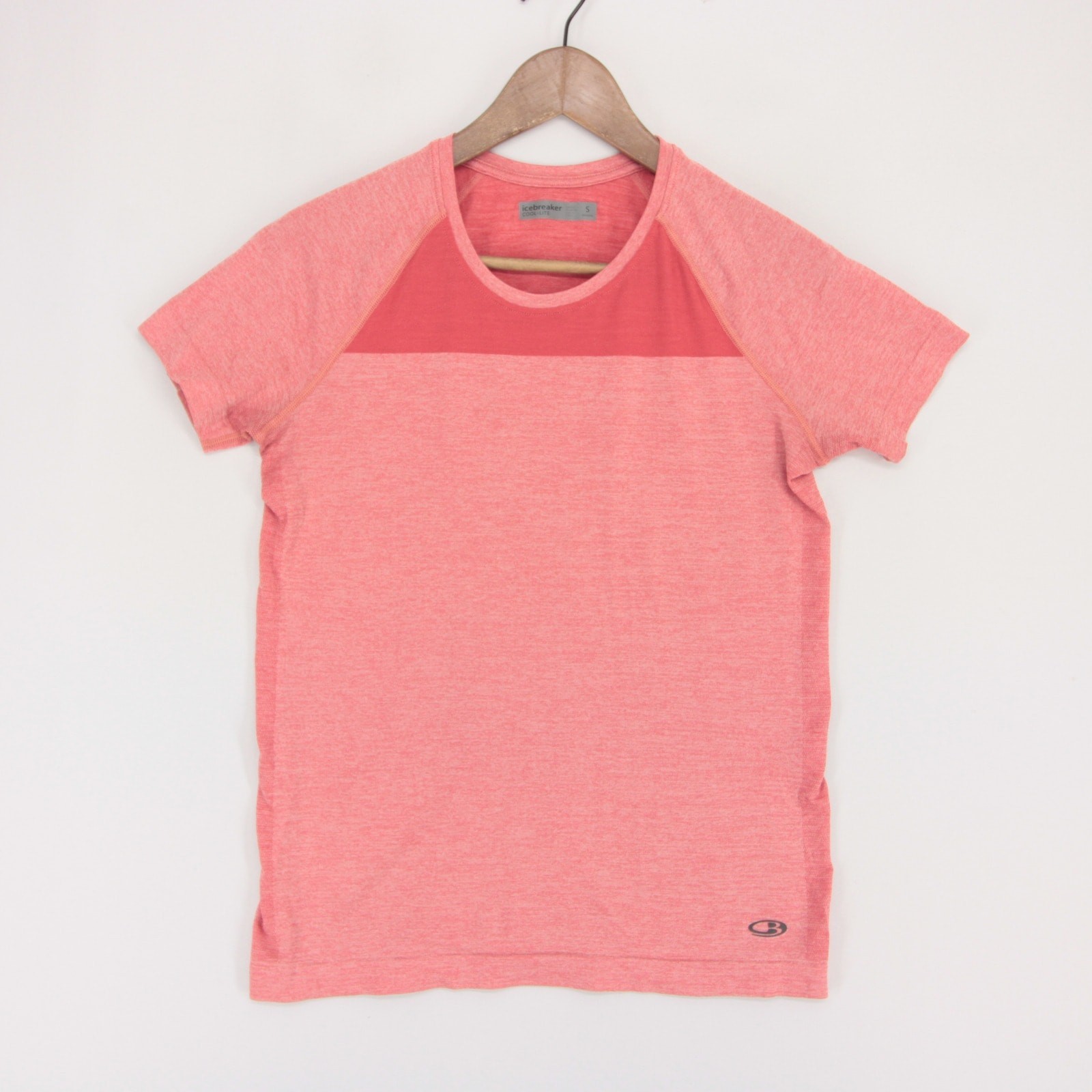 Icebreaker Sphere T Shirt Womens S Pink Heathered Color Block Cool Lite Merino